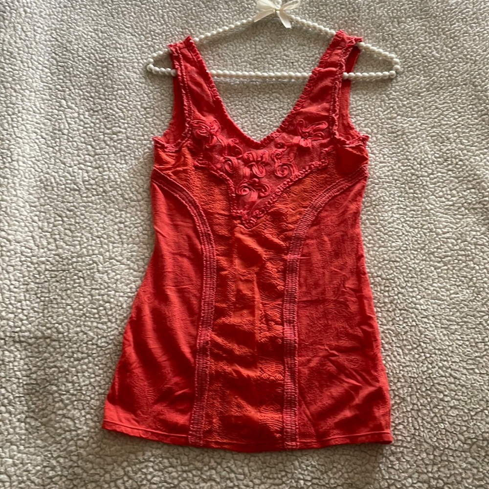 Free People tank with lace & ruffle detailing